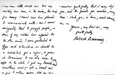 Letter to William G. Kingsland, concerning the alleged obscurity of his poetry and writing, written at 19, Warwick Crescent, Upper Westbourne Terrace, London, 27 November, 1868